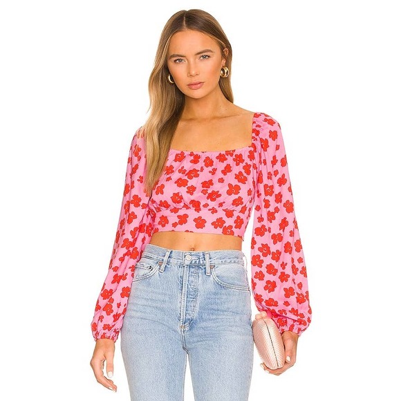 Revolve | Sanctuary Going Solo Crop Tie Top in Cherry Kiss - Picture 1 of 11